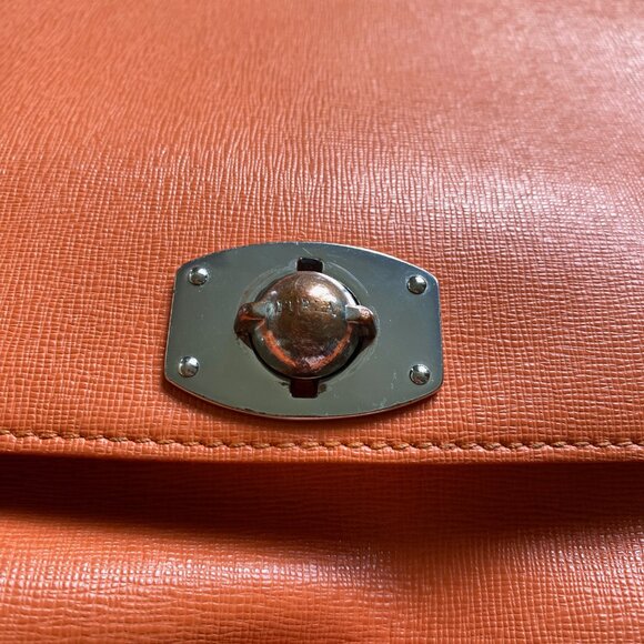 Furla - Appaloosa Pebbled Leather Cross Body Shoulder Bag - Orange - Picture 11 of 13